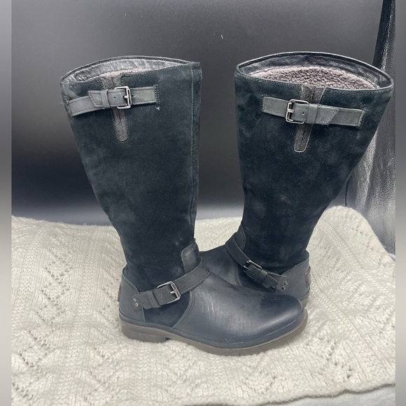 Ugg Women’s 6 Thomsen Black Suede Wool Leather Boot Winter Weatherproof Dry Rain - Picture 3 of 7